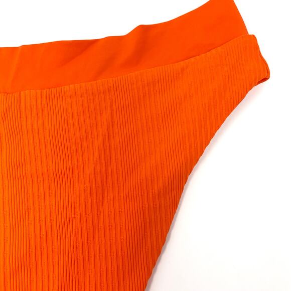 L*SPACE Pointelle Rib Court Bikini Bottom In Poppy Orange Size Large New - Picture 10 of 12